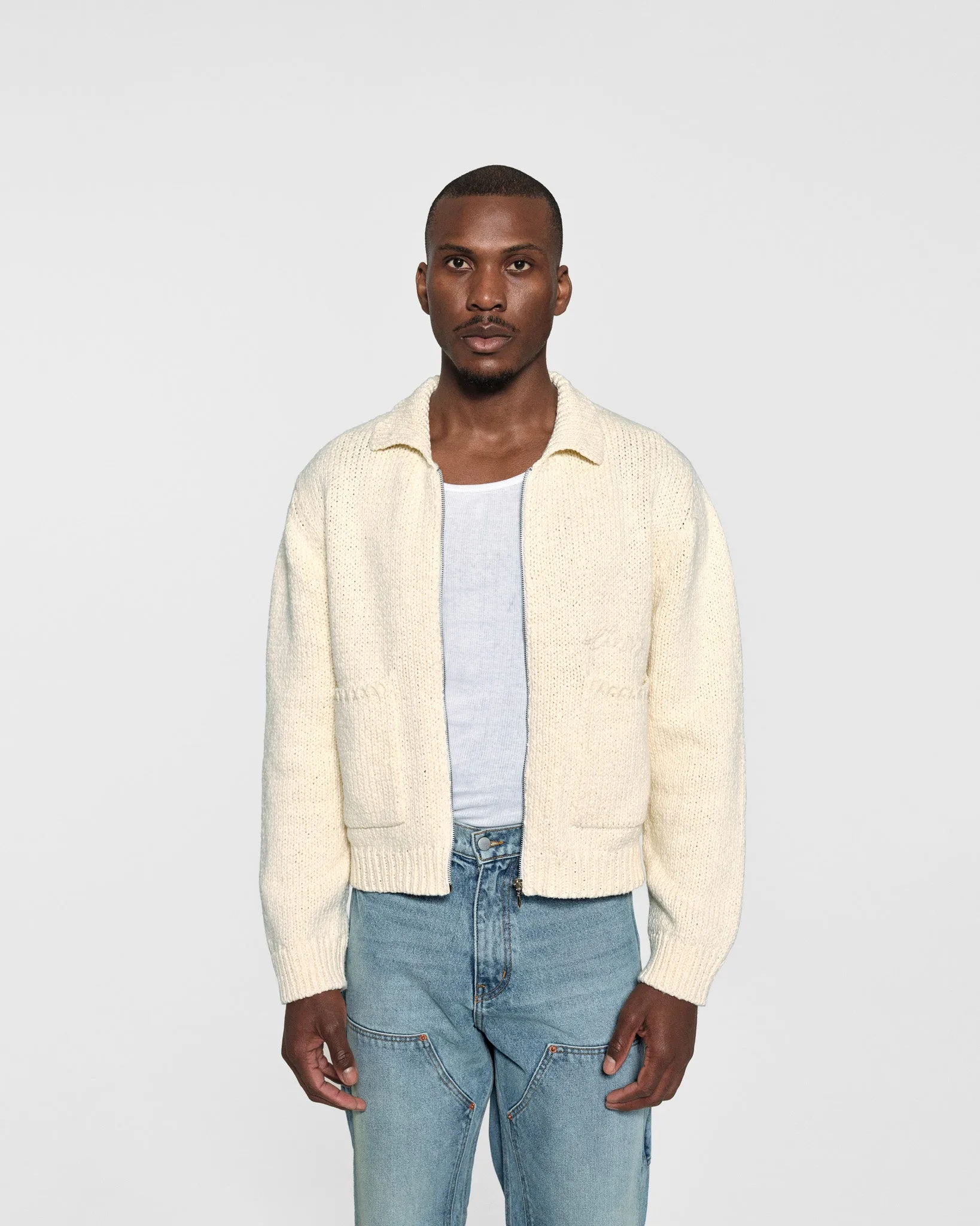 Cotton Knit Club Jacket (Cream)