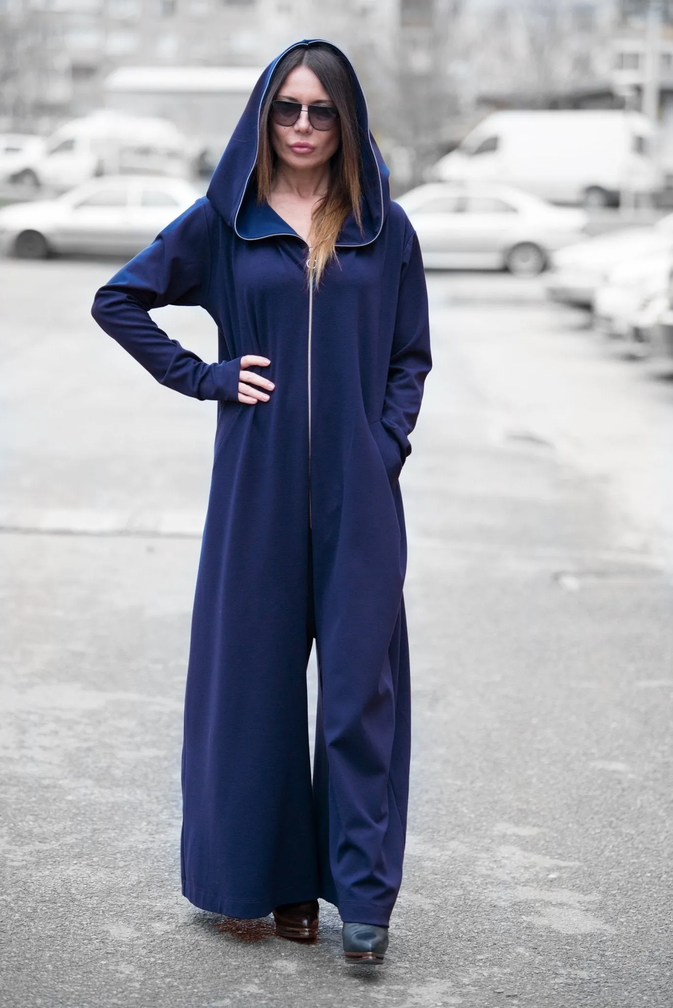 Cotton Maxi Hooded Jumpsuit EVIAN