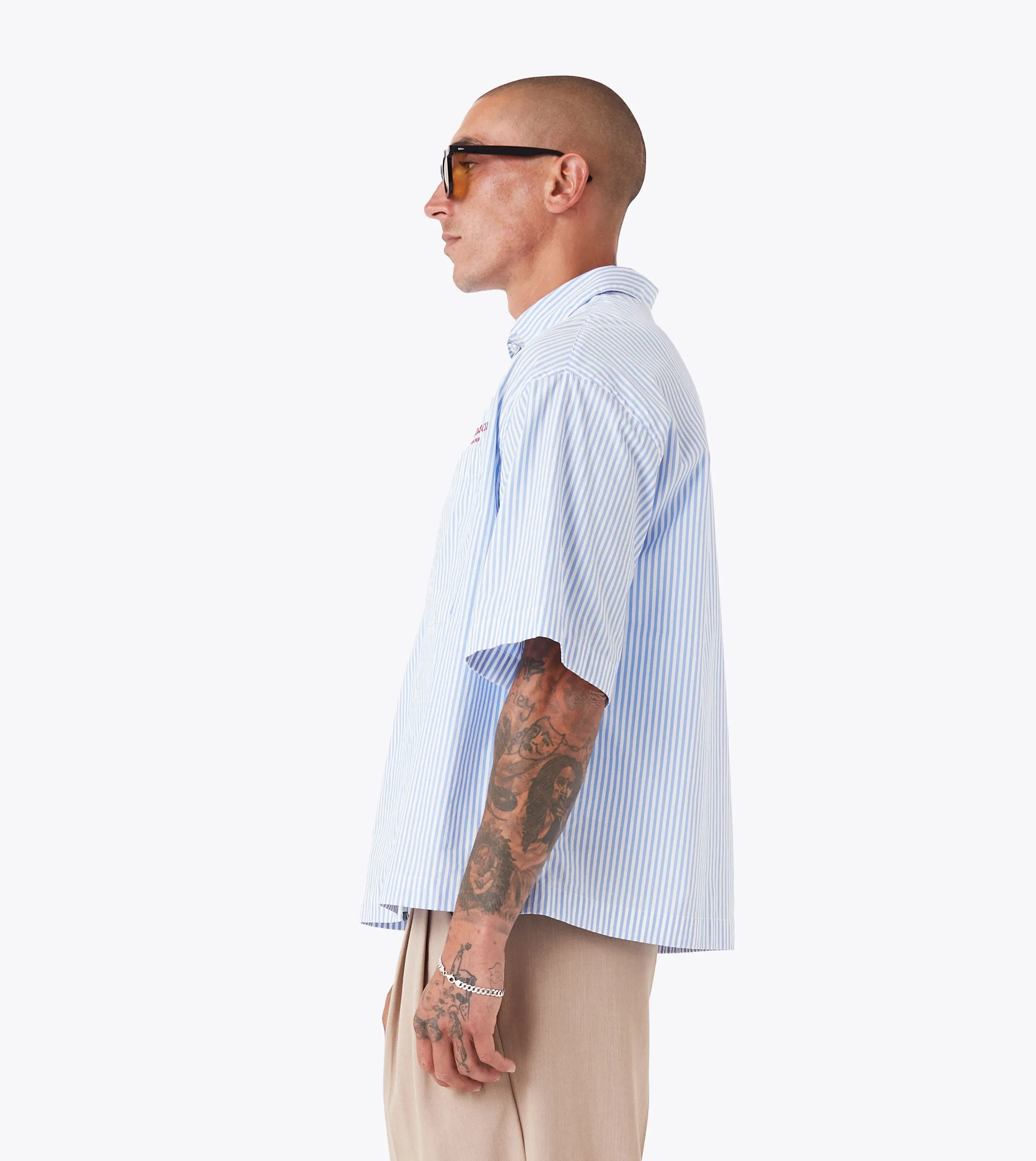 Creator's Club Box Crop Shirt Blue Stripe