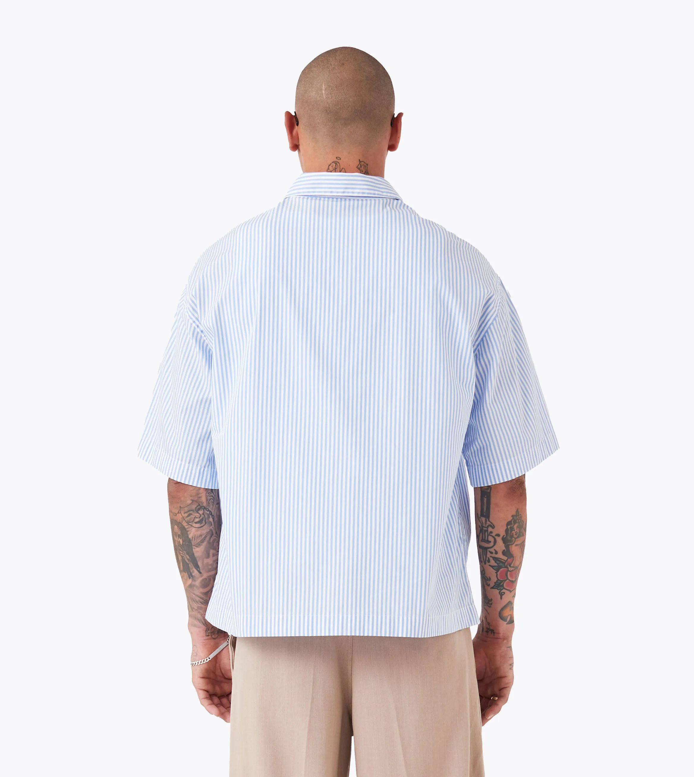 Creator's Club Box Crop Shirt Blue Stripe