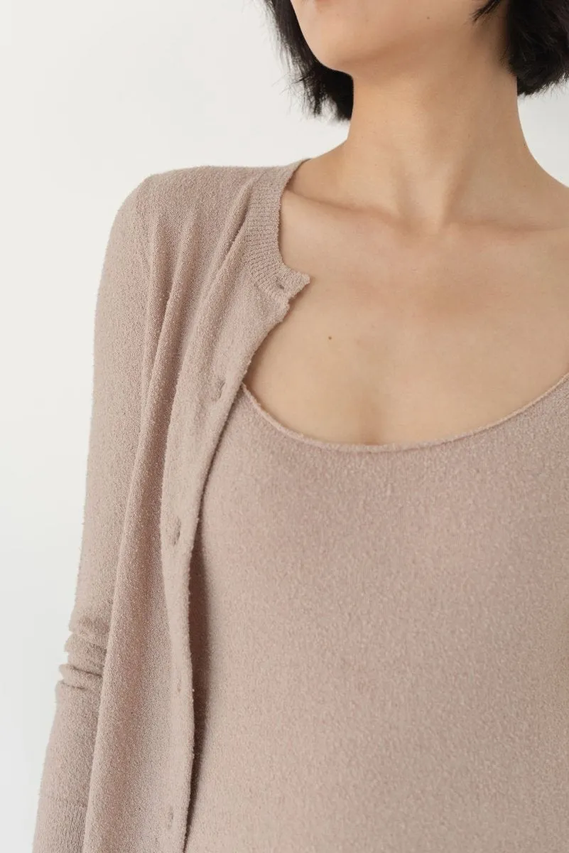 Cropped Cardigan in Boucle in Warm Sand