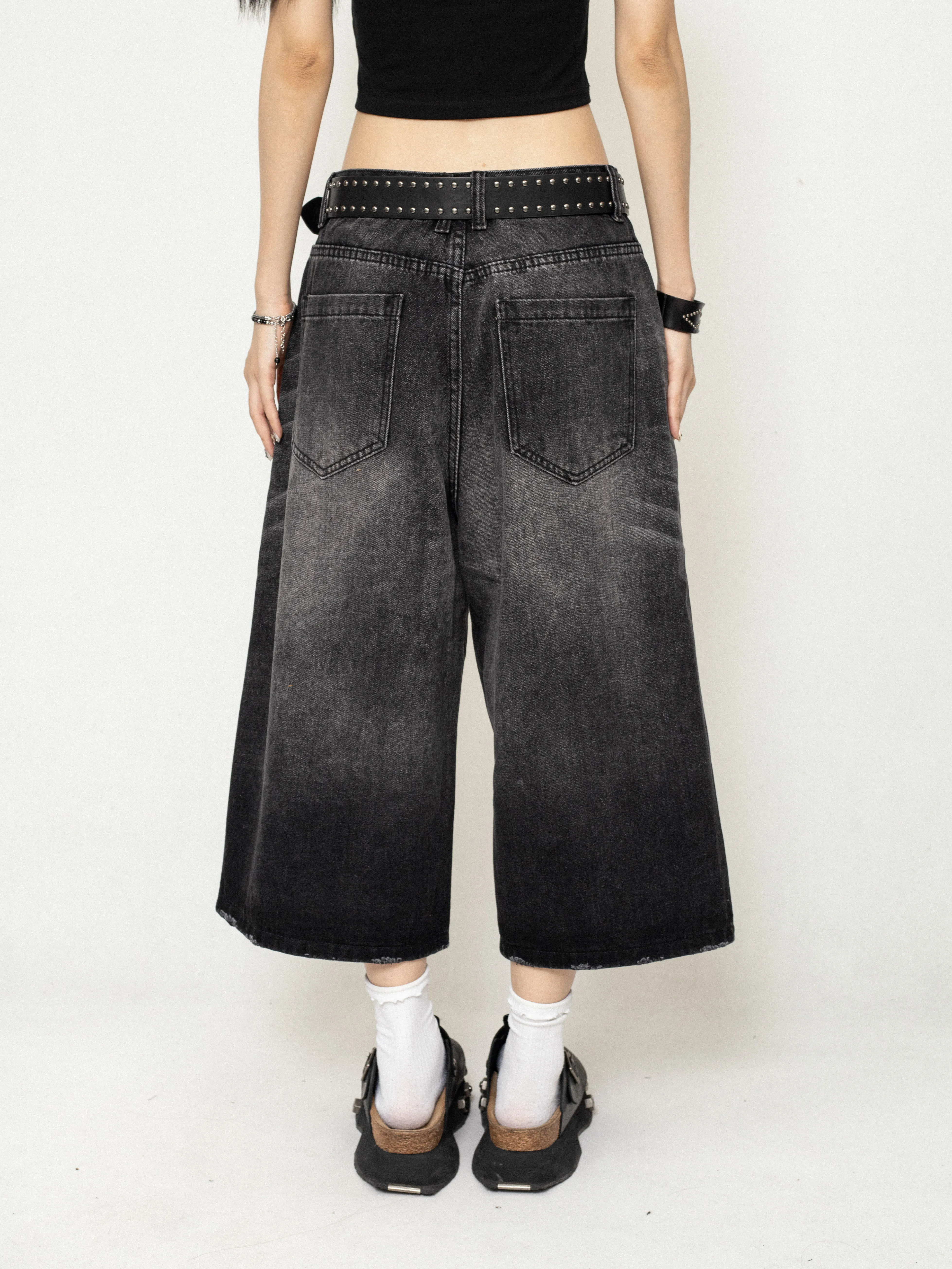 Cropped Loose Versatile Wide-leg Denim Pants ZER0219