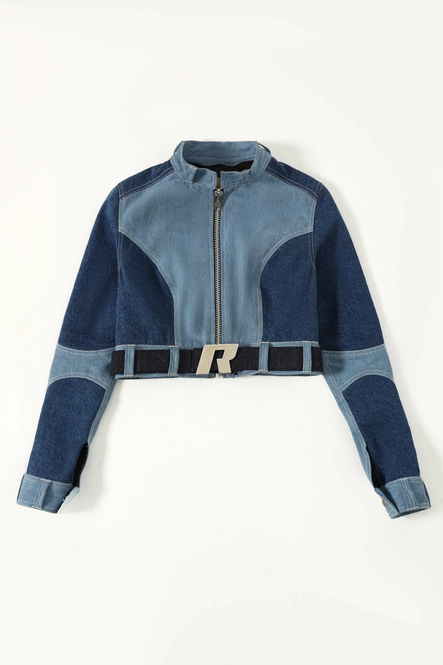 CROPPED RACER DENIM JACKET