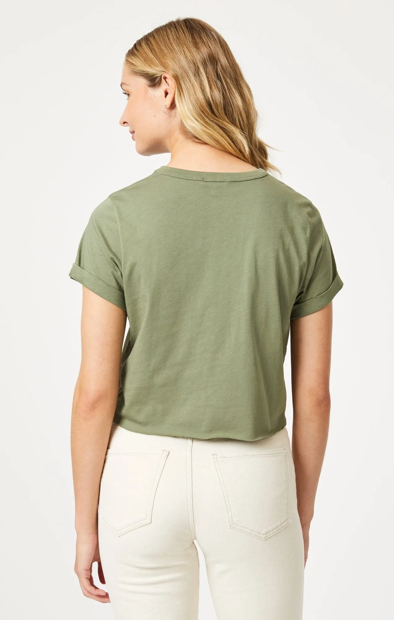 CROPPED T-SHIRT IN DEEP LICHEN GREEN