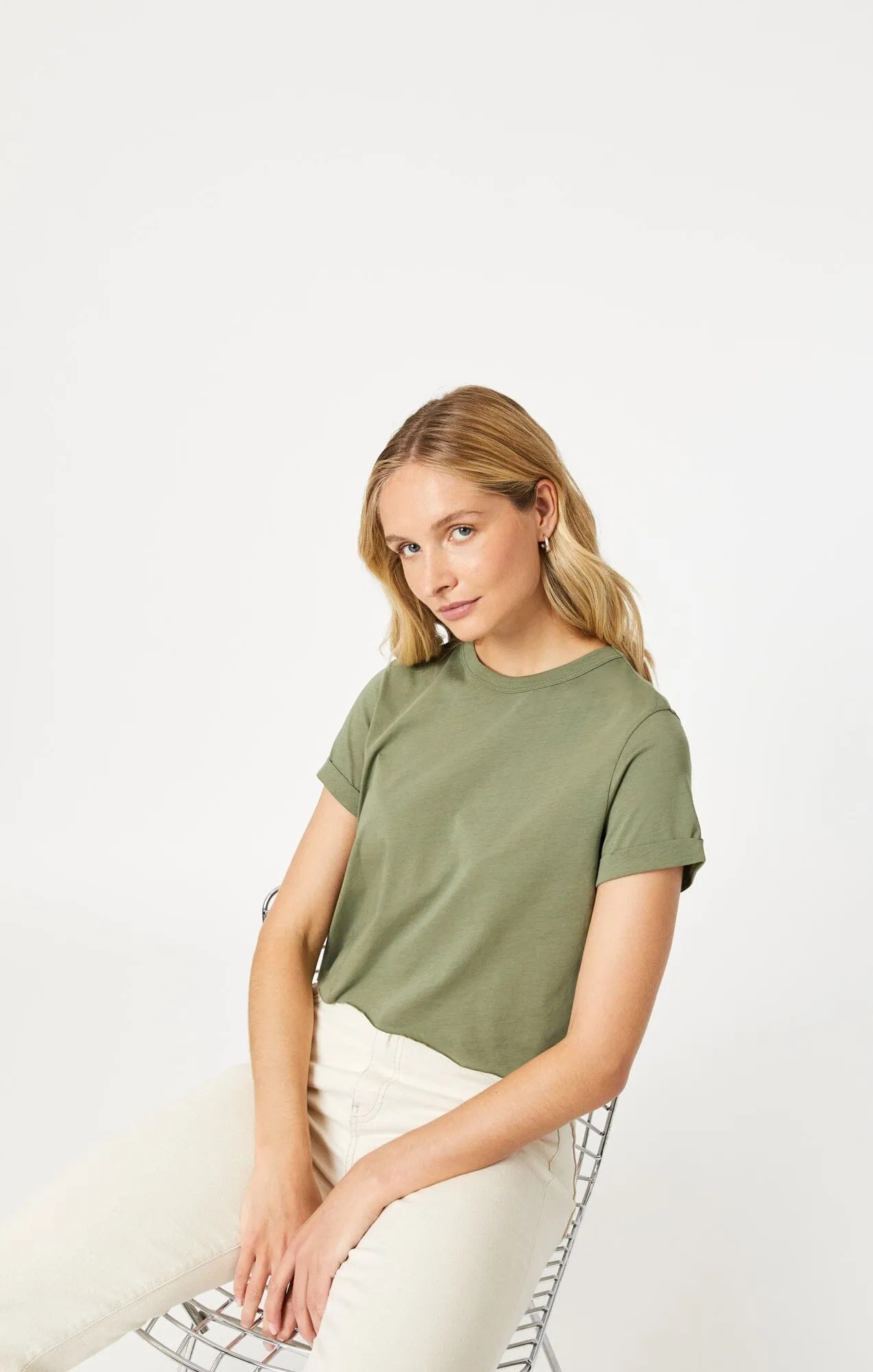 CROPPED T-SHIRT IN DEEP LICHEN GREEN