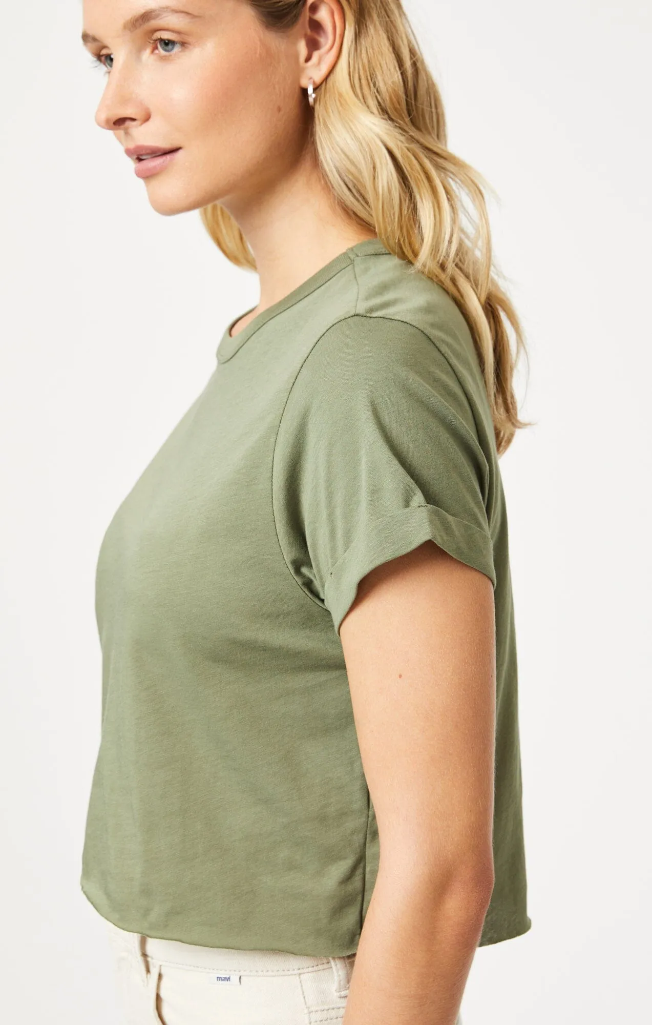 CROPPED T-SHIRT IN DEEP LICHEN GREEN