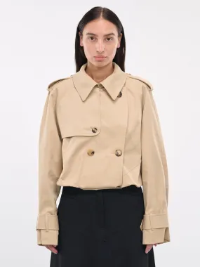 Cropped Trench Coat Jacket (JK0341-PG1651-LIGHT-BEIGE)