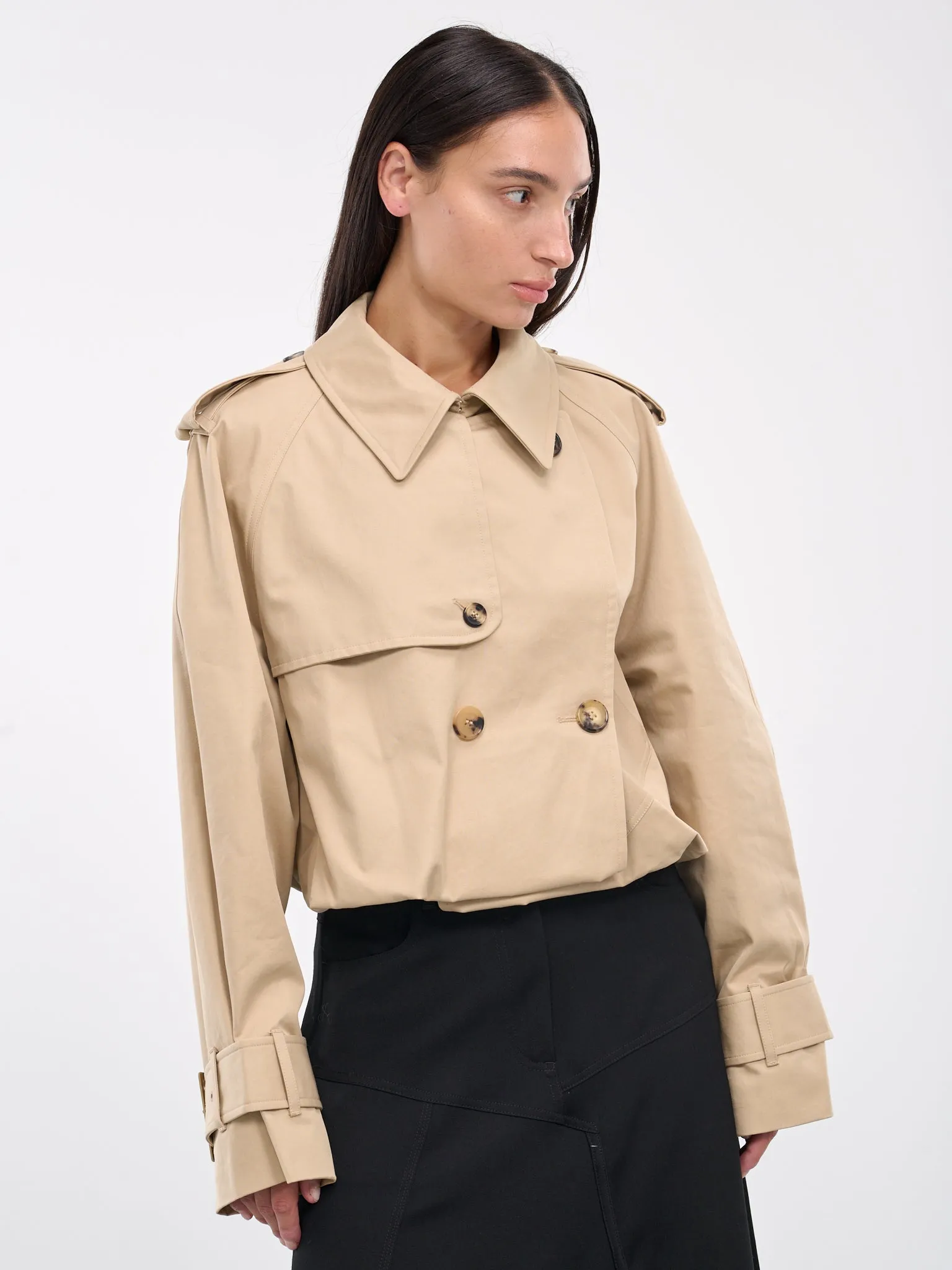 Cropped Trench Coat Jacket (JK0341-PG1651-LIGHT-BEIGE)