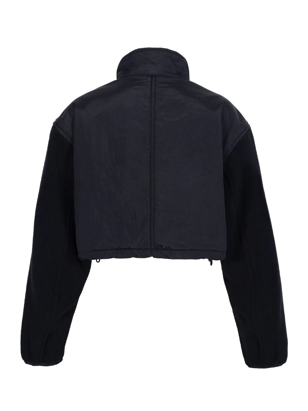 Cropped Zip-Up Jacket In Teddy Fleece (Black)