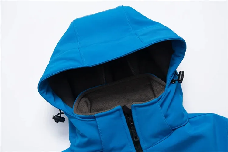 Customize LOGO Women Waterproof Softshell Jacket Outdoor Zipper Hiking Skiing Sports Cardigan Coats Fleece Liner Warm Hoody Tops