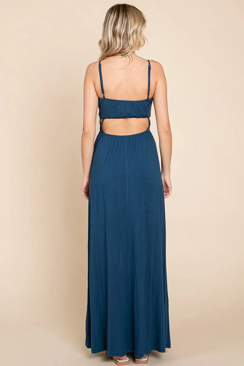 Cut Out Waist Jersey Maxi Dress