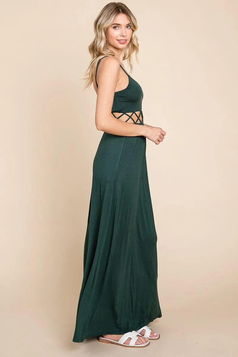 Cut Out Waist Jersey Maxi Dress