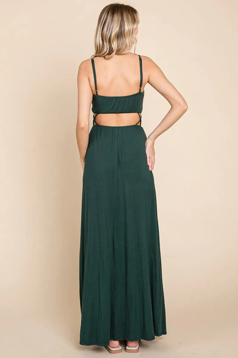 Cut Out Waist Jersey Maxi Dress