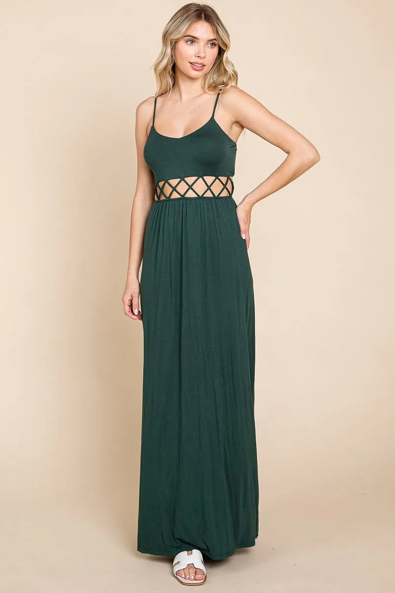 Cut Out Waist Jersey Maxi Dress