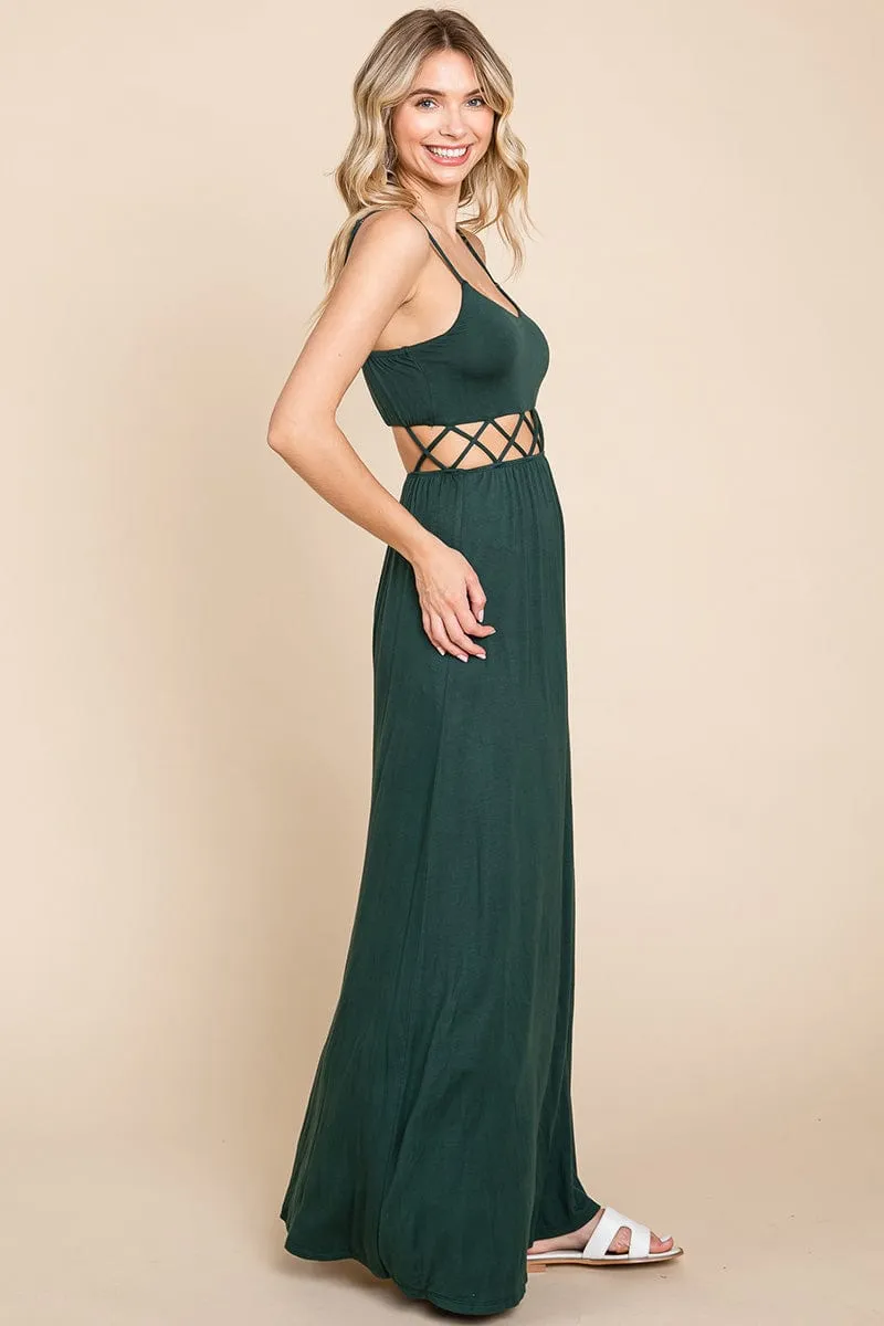 Cut Out Waist Jersey Maxi Dress