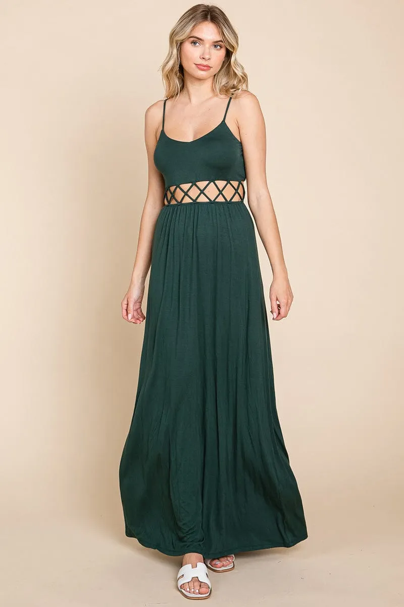 Cut Out Waist Jersey Maxi Dress