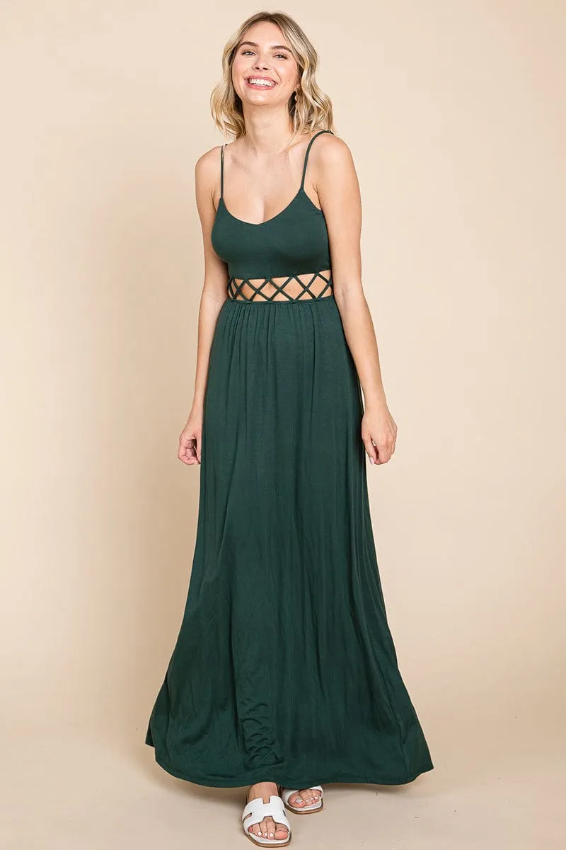 Cut Out Waist Jersey Maxi Dress