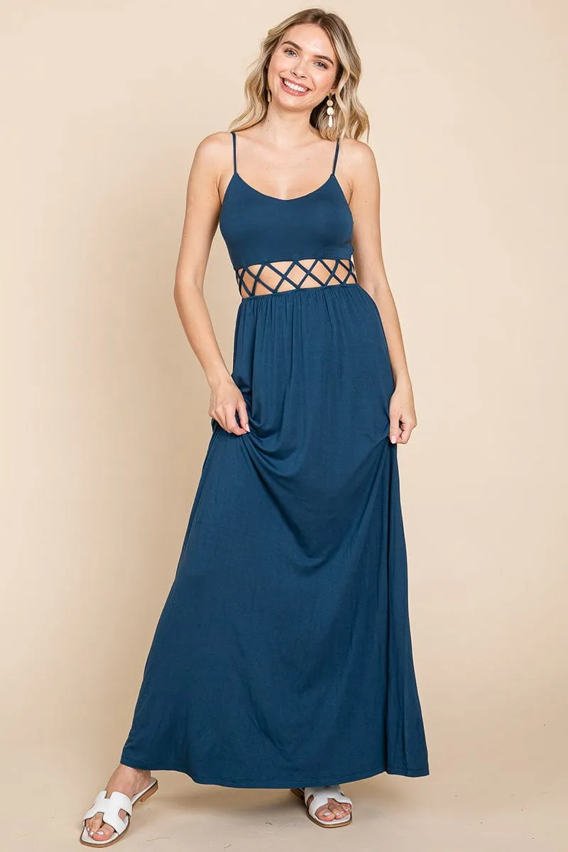 Cut Out Waist Jersey Maxi Dress