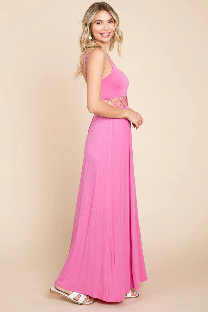 Cut Out Waist Jersey Maxi Dress