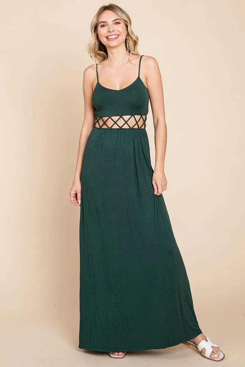 Cut Out Waist Jersey Maxi Dress