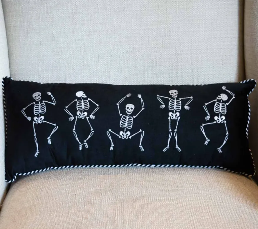 Dancing Skeleton Lumbar Pillow