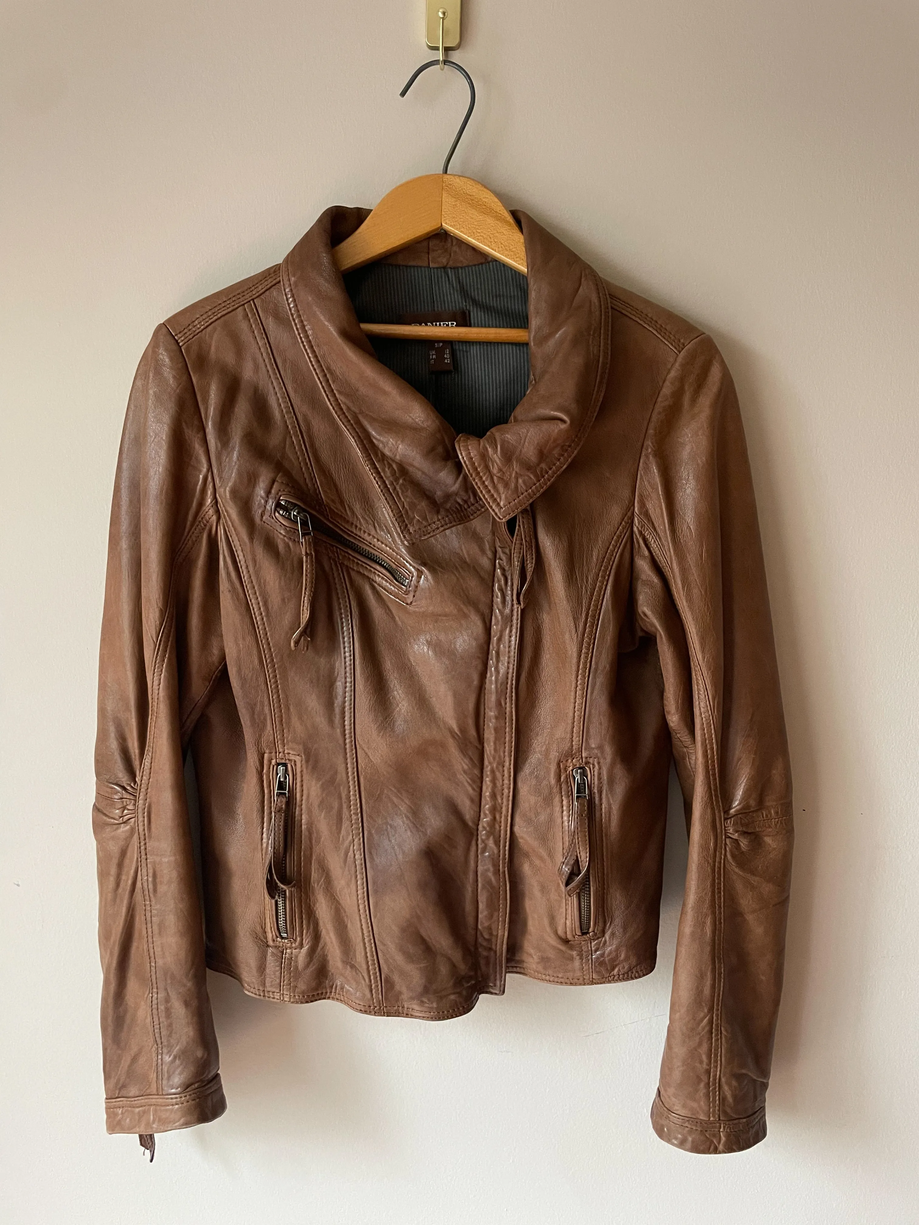 Danier Brown Genuine Leather Moto Jacket - Small