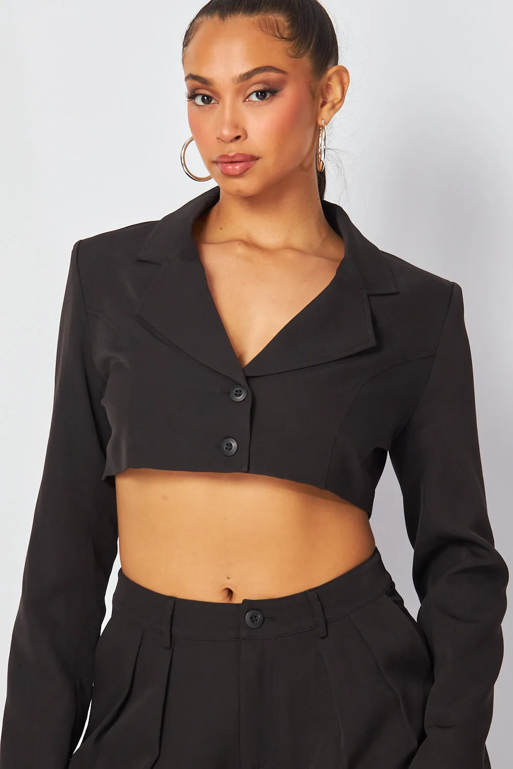 Deja Vu Crop Blazer Jacket & Pant Suit Set