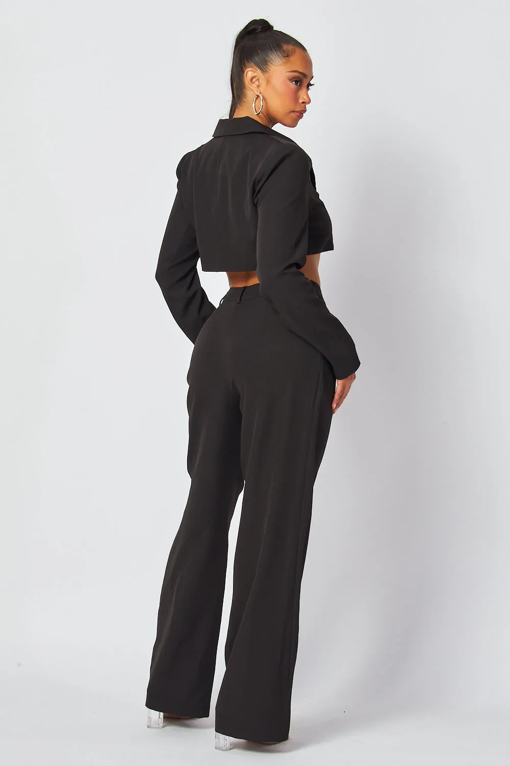 Deja Vu Crop Blazer Jacket & Pant Suit Set