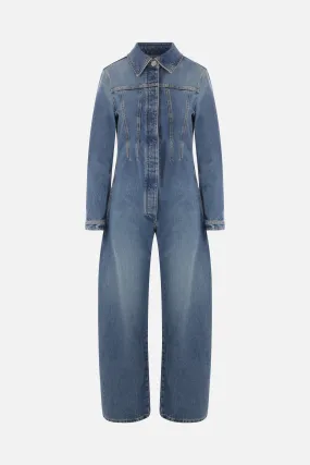 Denim Button-Front Jumpsuit