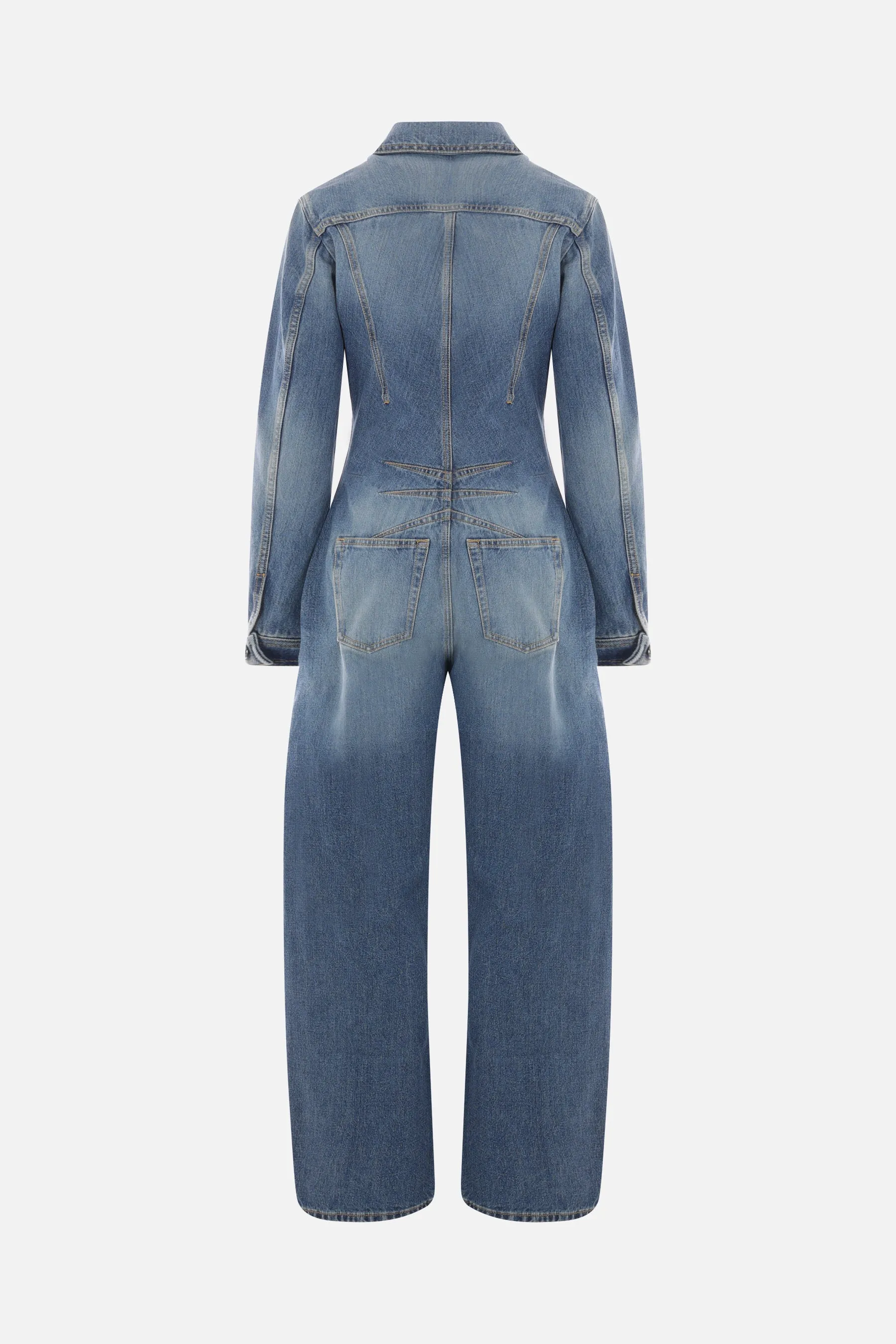 Denim Button-Front Jumpsuit