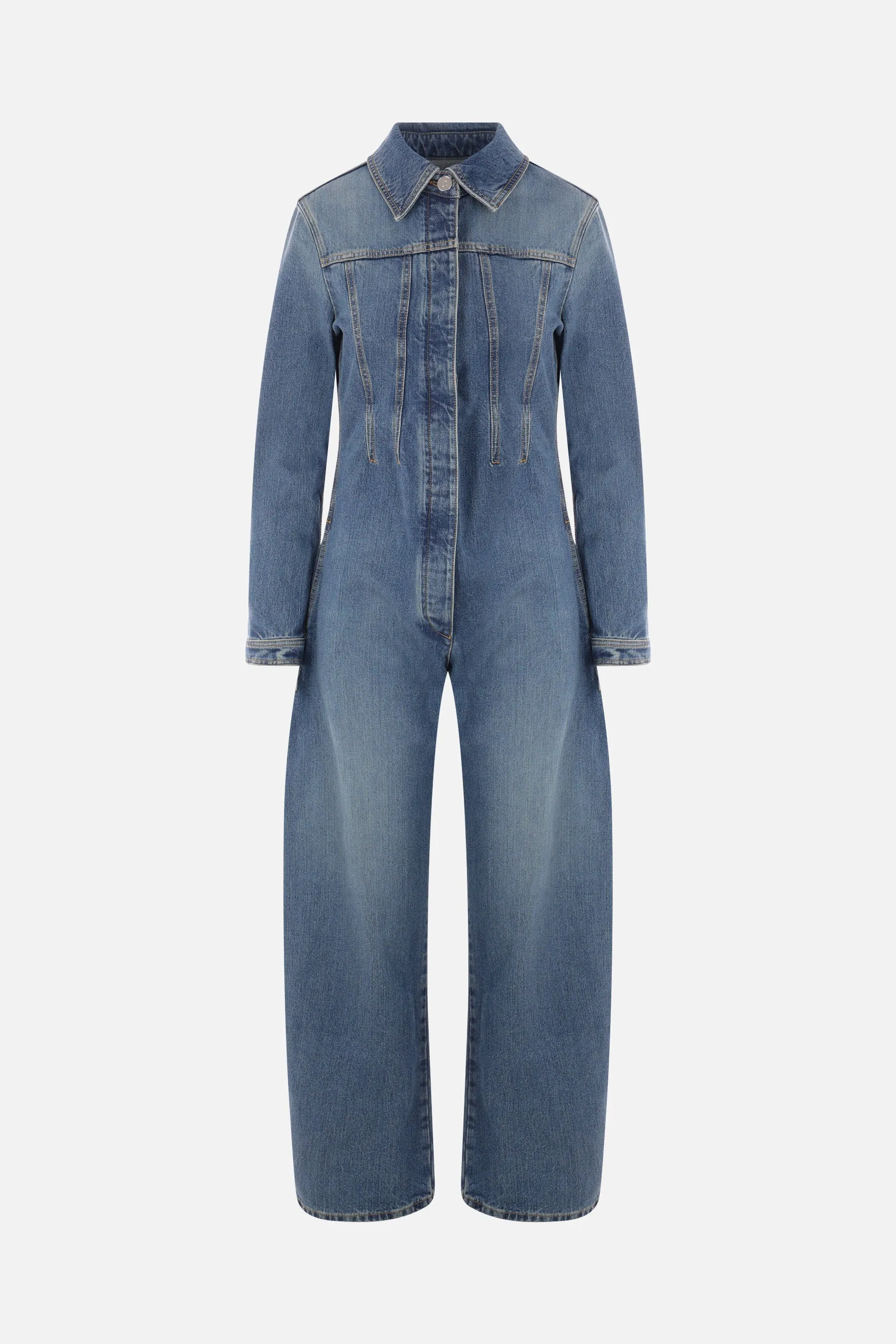 Denim Button-Front Jumpsuit