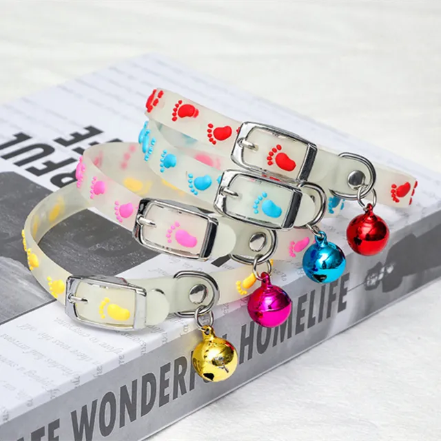 Dogs & Cats Collar with Glowing Bells Glow At Night Collar Necklace Pet Chain Light Luminous