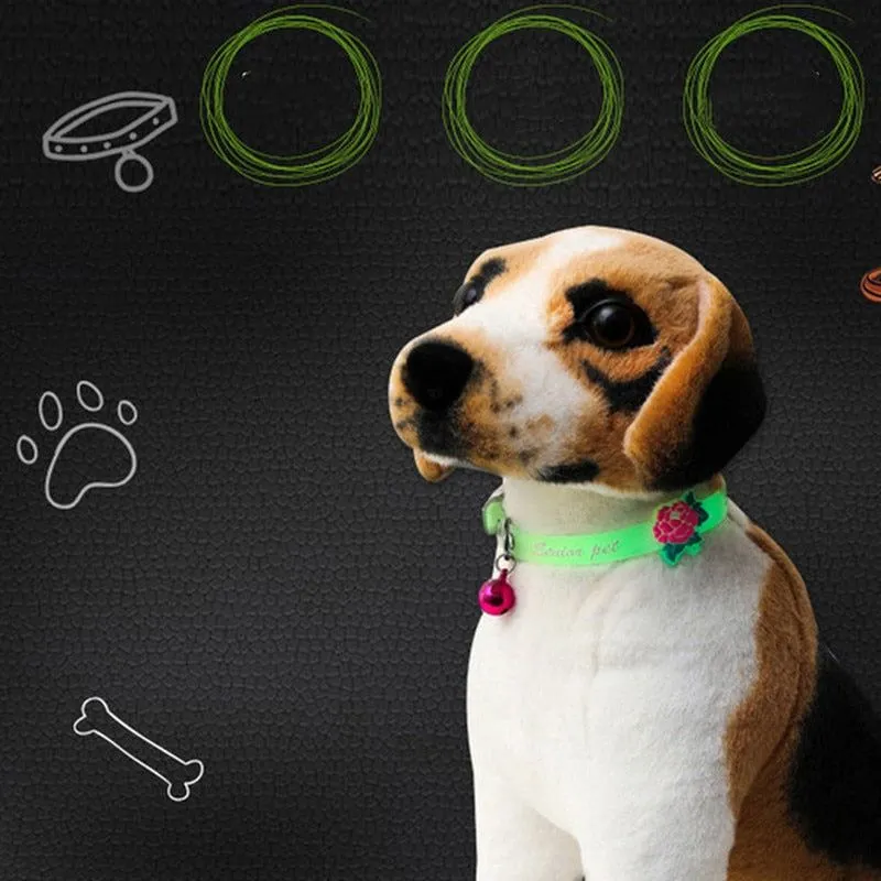 Dogs & Cats Collar with Glowing Bells Glow At Night Collar Necklace Pet Chain Light Luminous