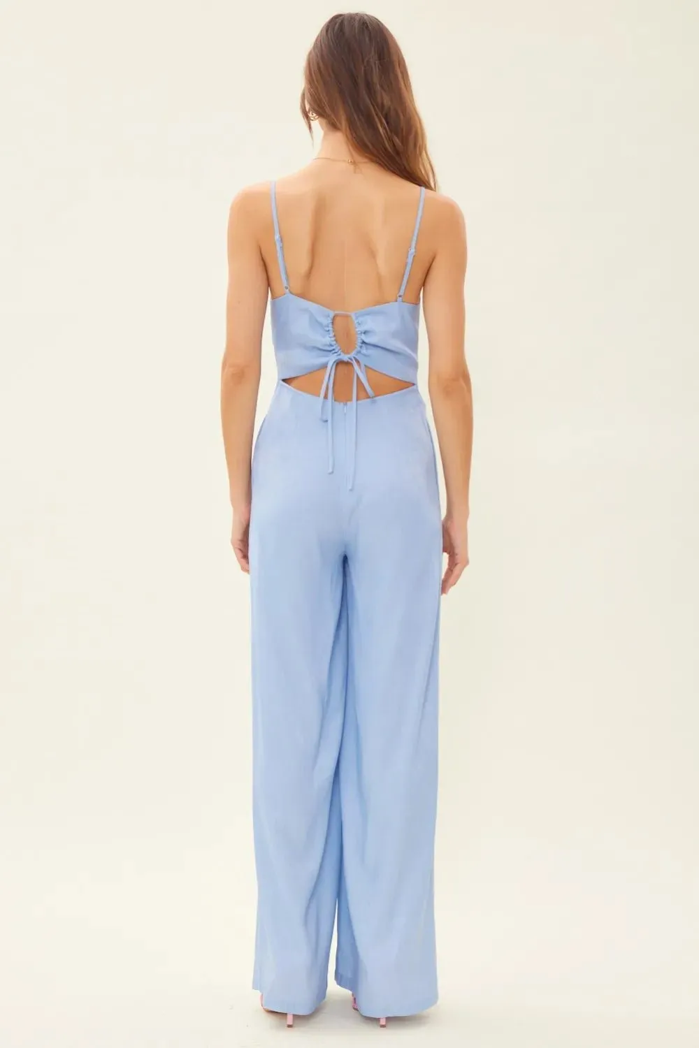 Drawstring Back Wide Leg Jumpsuit