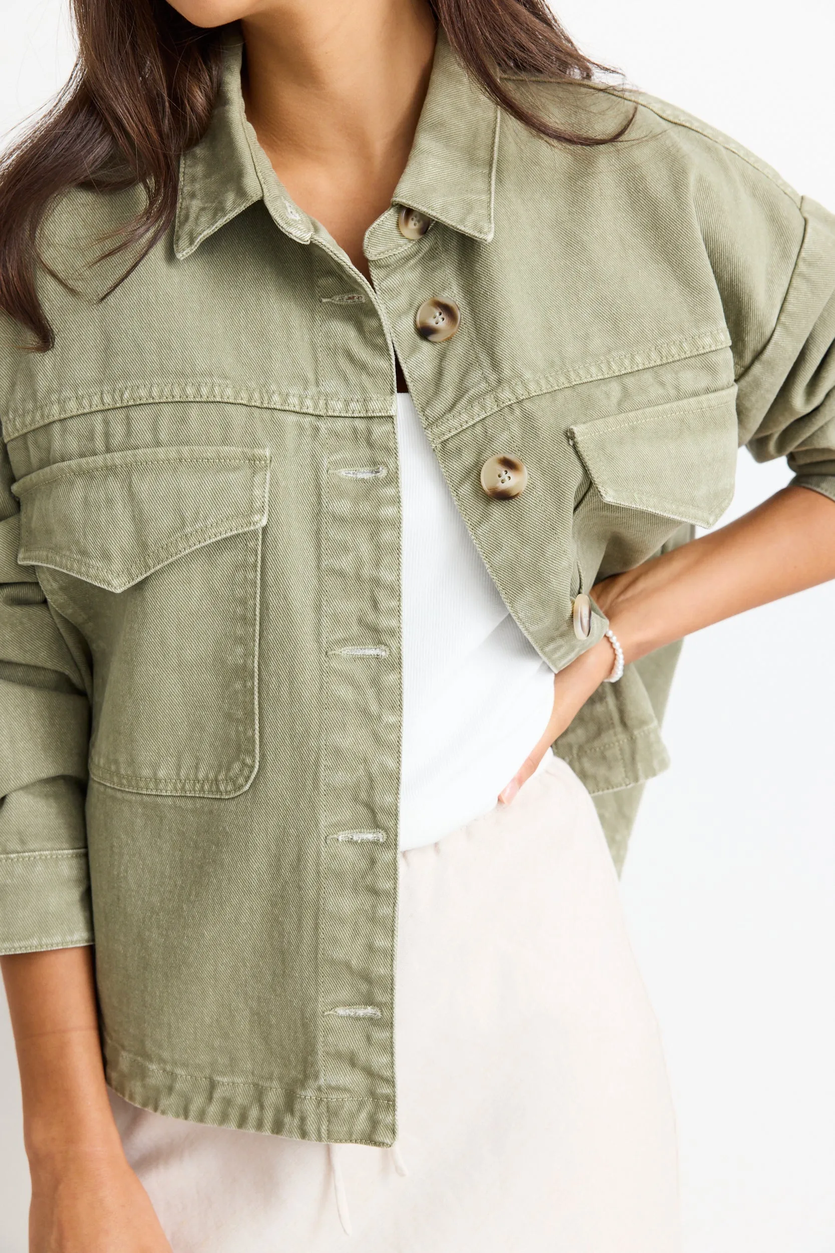 Echo Khaki Patch Pocket Denim Jacket