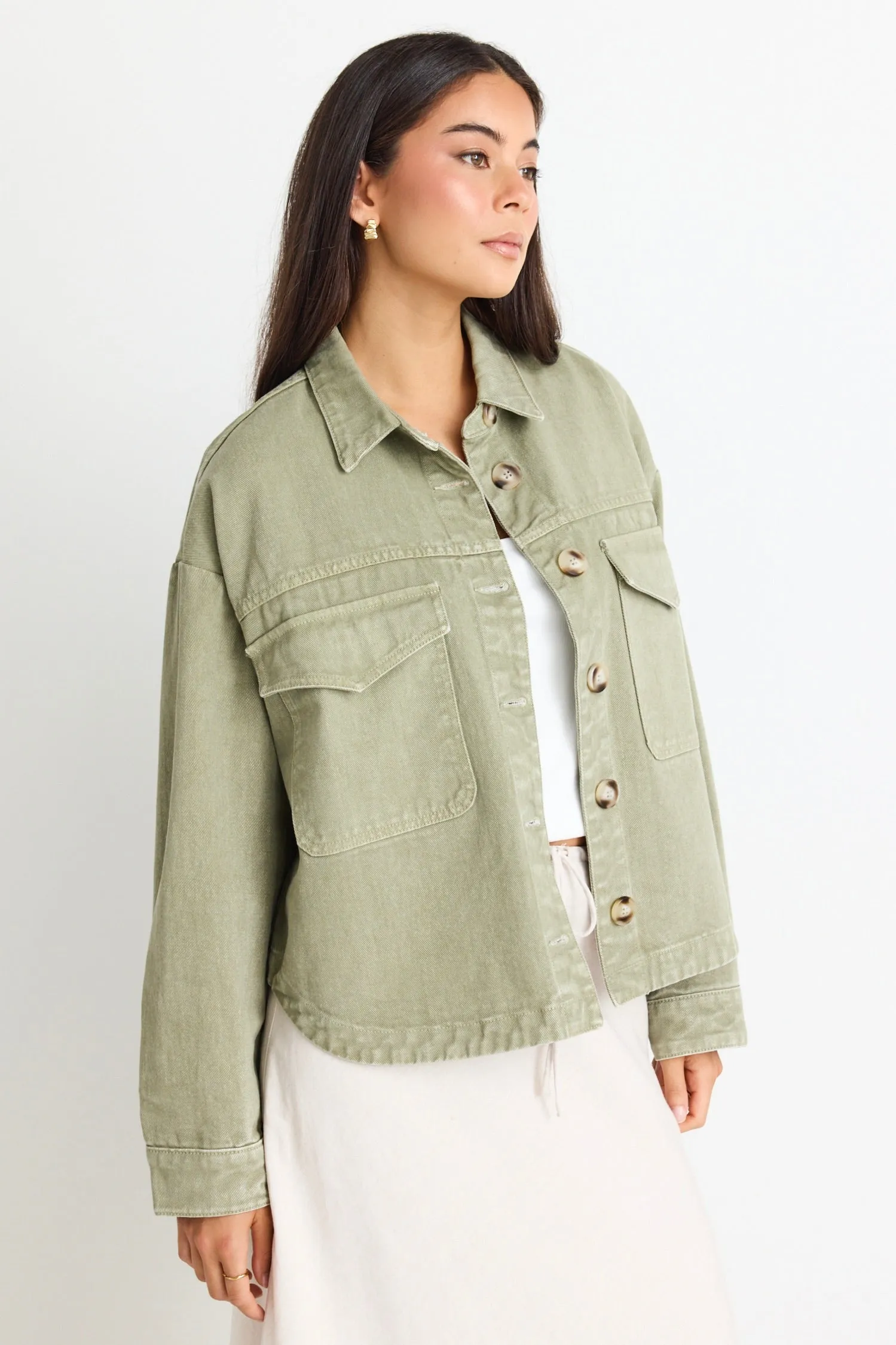 Echo Khaki Patch Pocket Denim Jacket