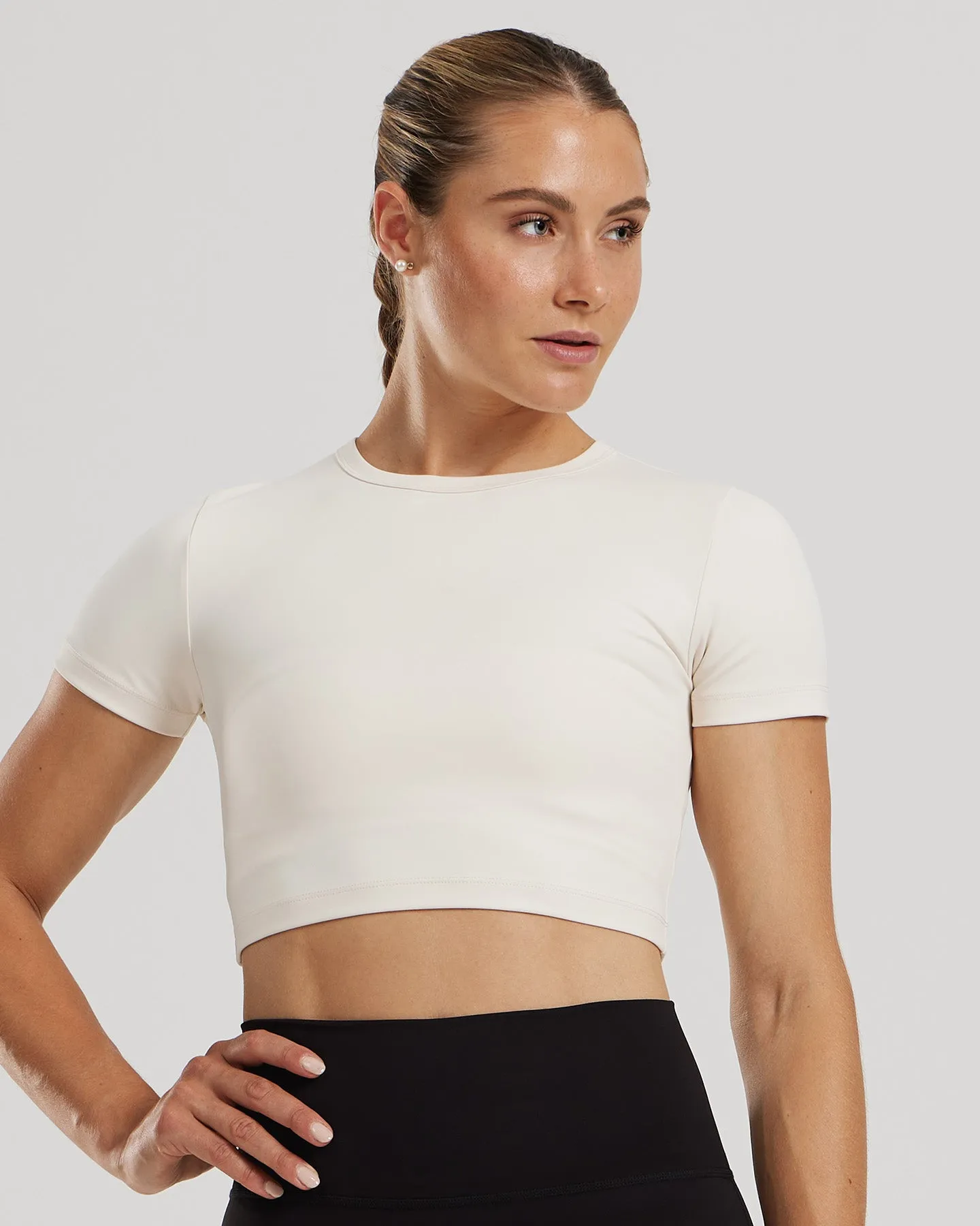 Essential Cropped Short Sleeve Tee | Off White