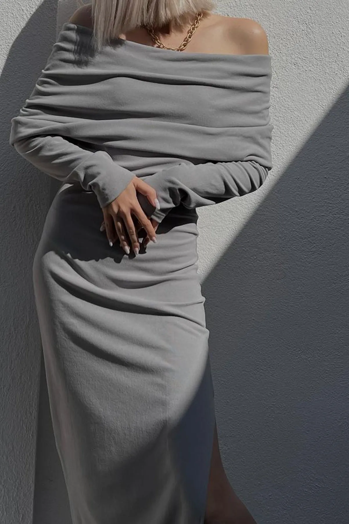 Essi Bodycon Long Dress (in grey)