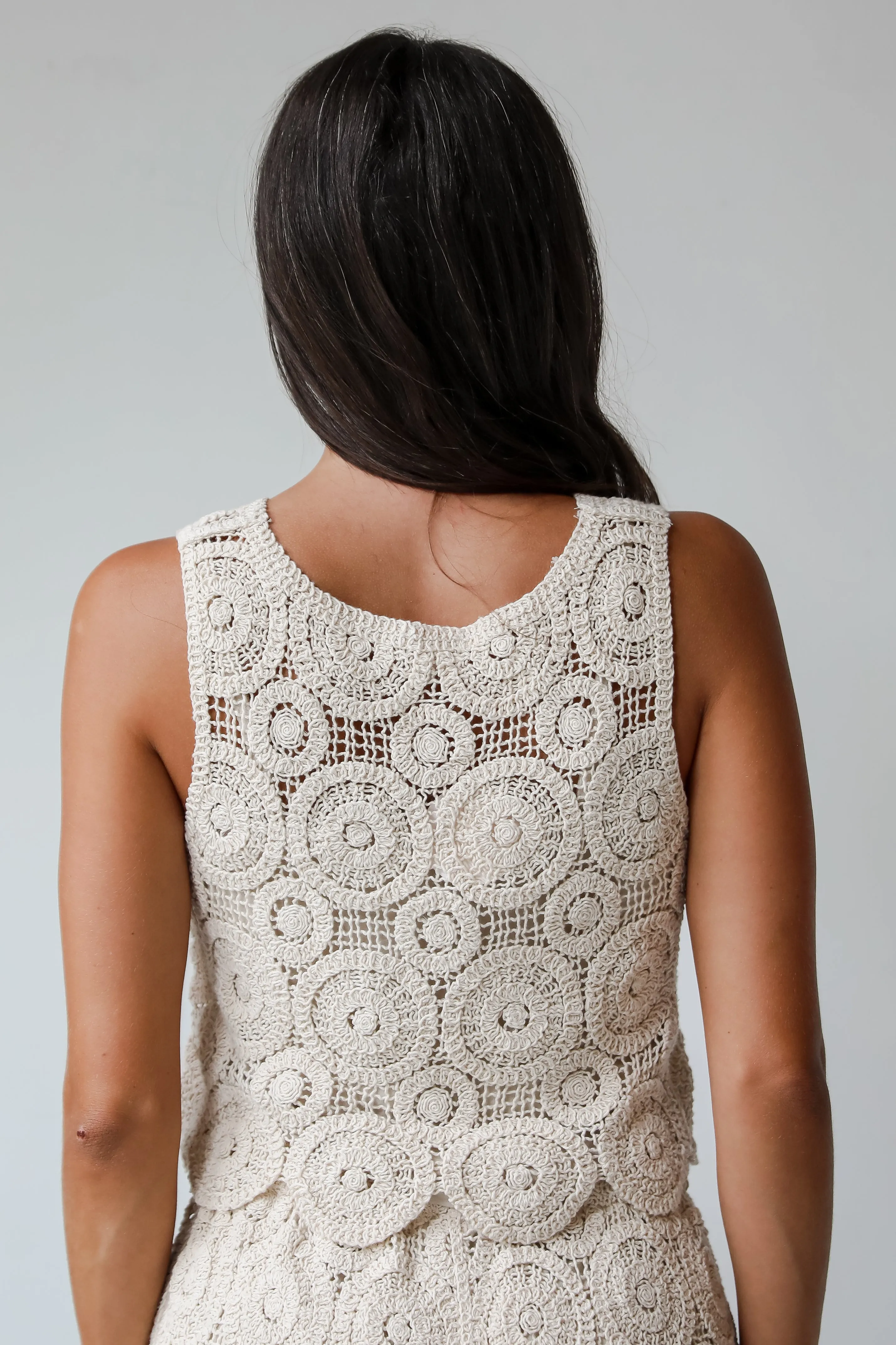 FINAL SALE - Style Update Beige Crochet Knit Tank