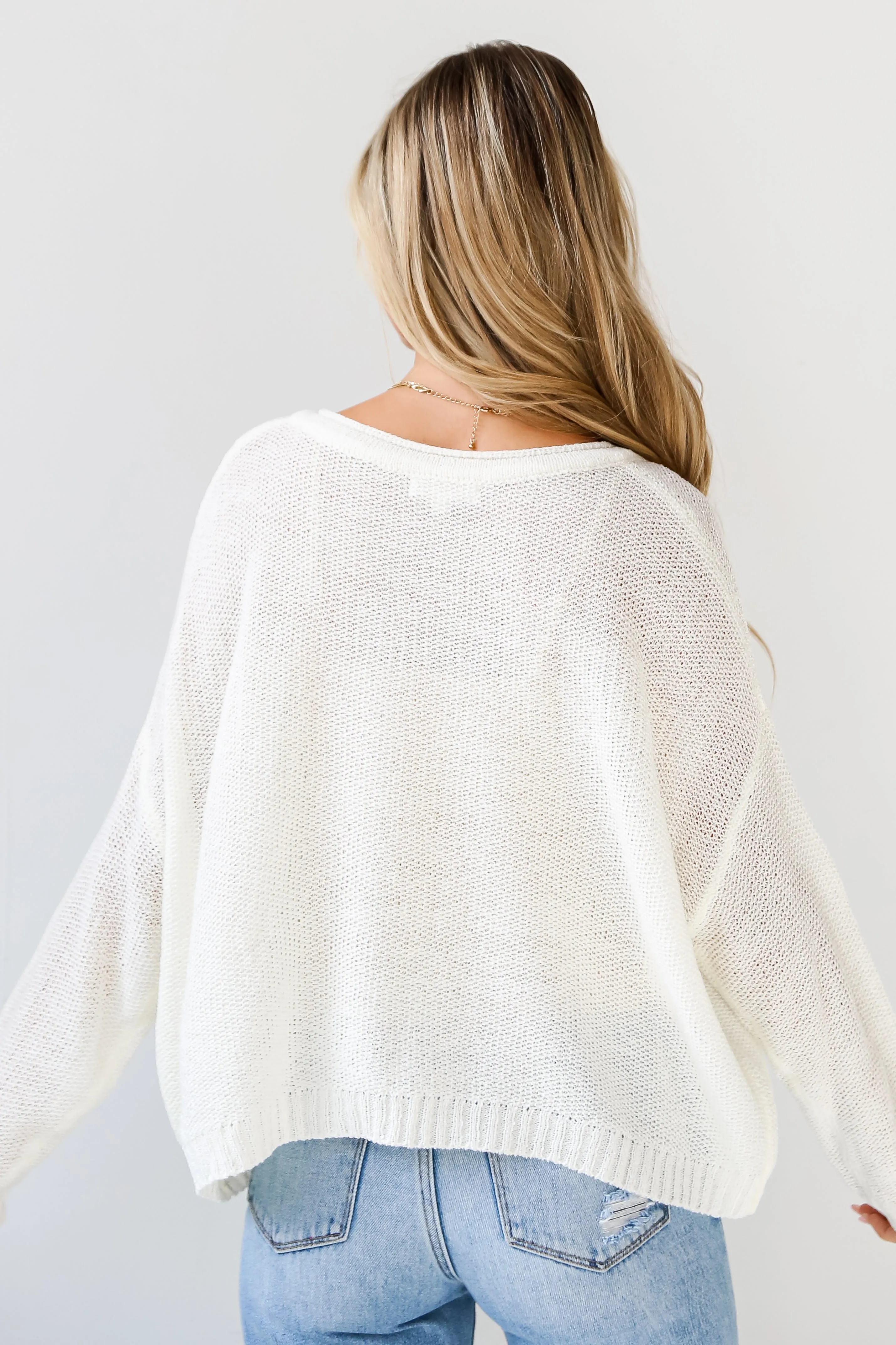 FINAL SALE - Too Cute Attitude Ivory Lightweight Knit Sweater