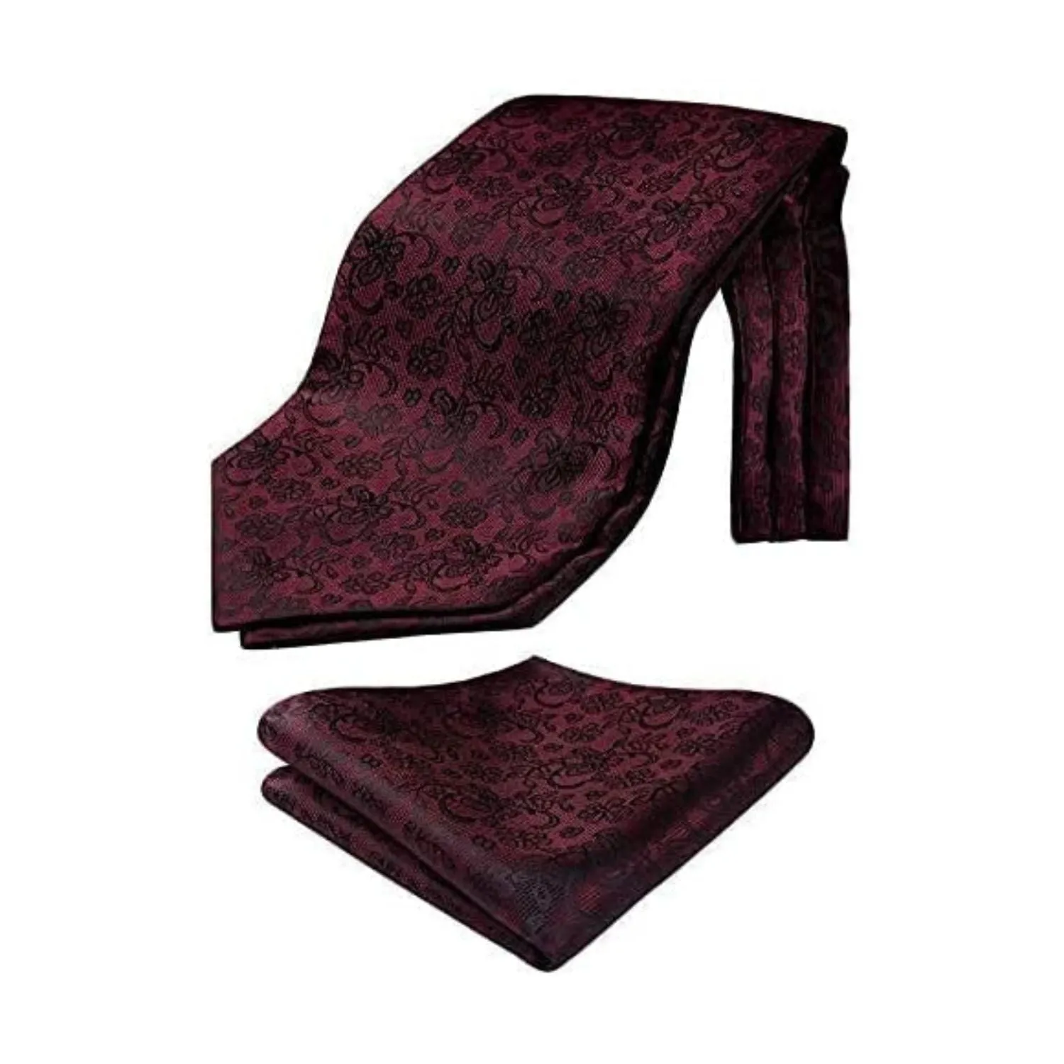 Floral Paisley Ascot Cravat Scarf - A-MAROON