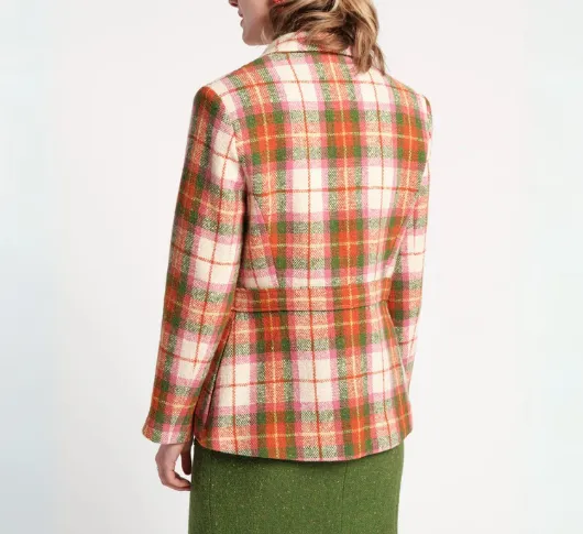 Frances Valentine - Bobby Wool Plaid Blazer in Pink and Green