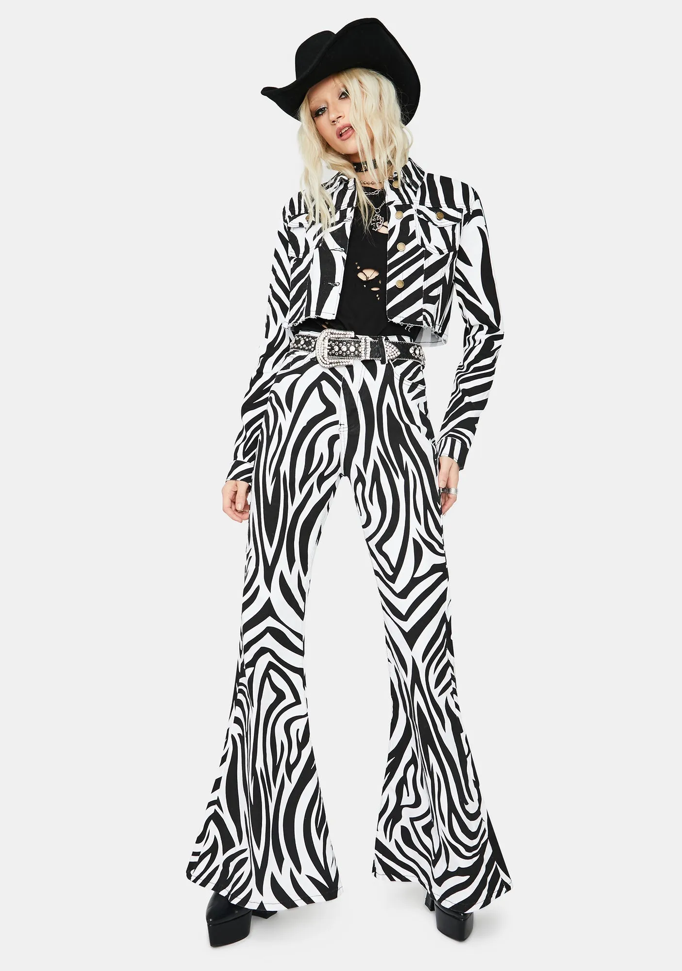 Free To Roam Zebra Print Denim Jacket