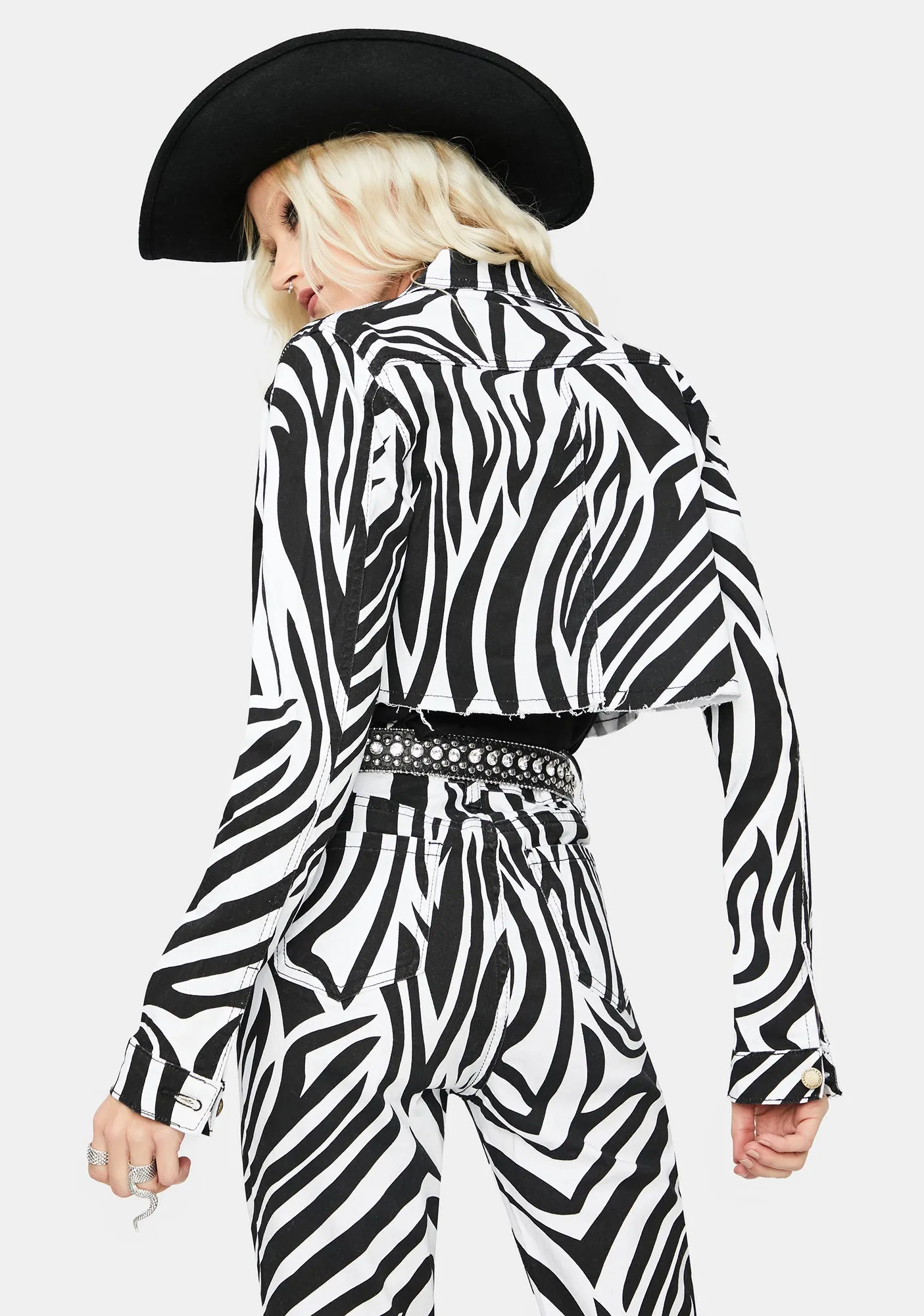 Free To Roam Zebra Print Denim Jacket