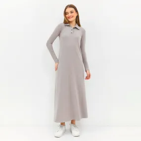 GRAPHIS Collared Long Sleeves Maxi Knit Dress