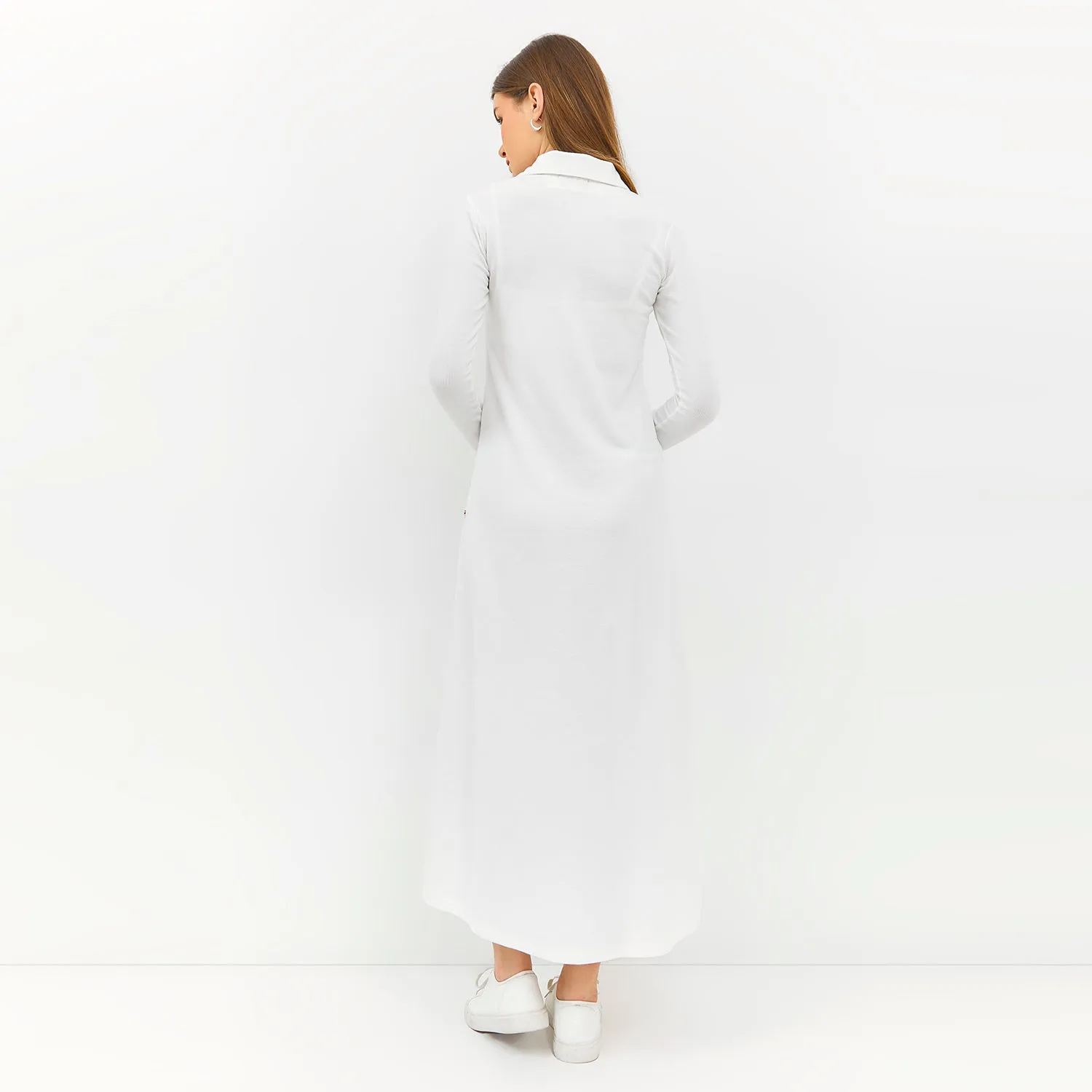 GRAPHIS Collared Long Sleeves Maxi Knit Dress