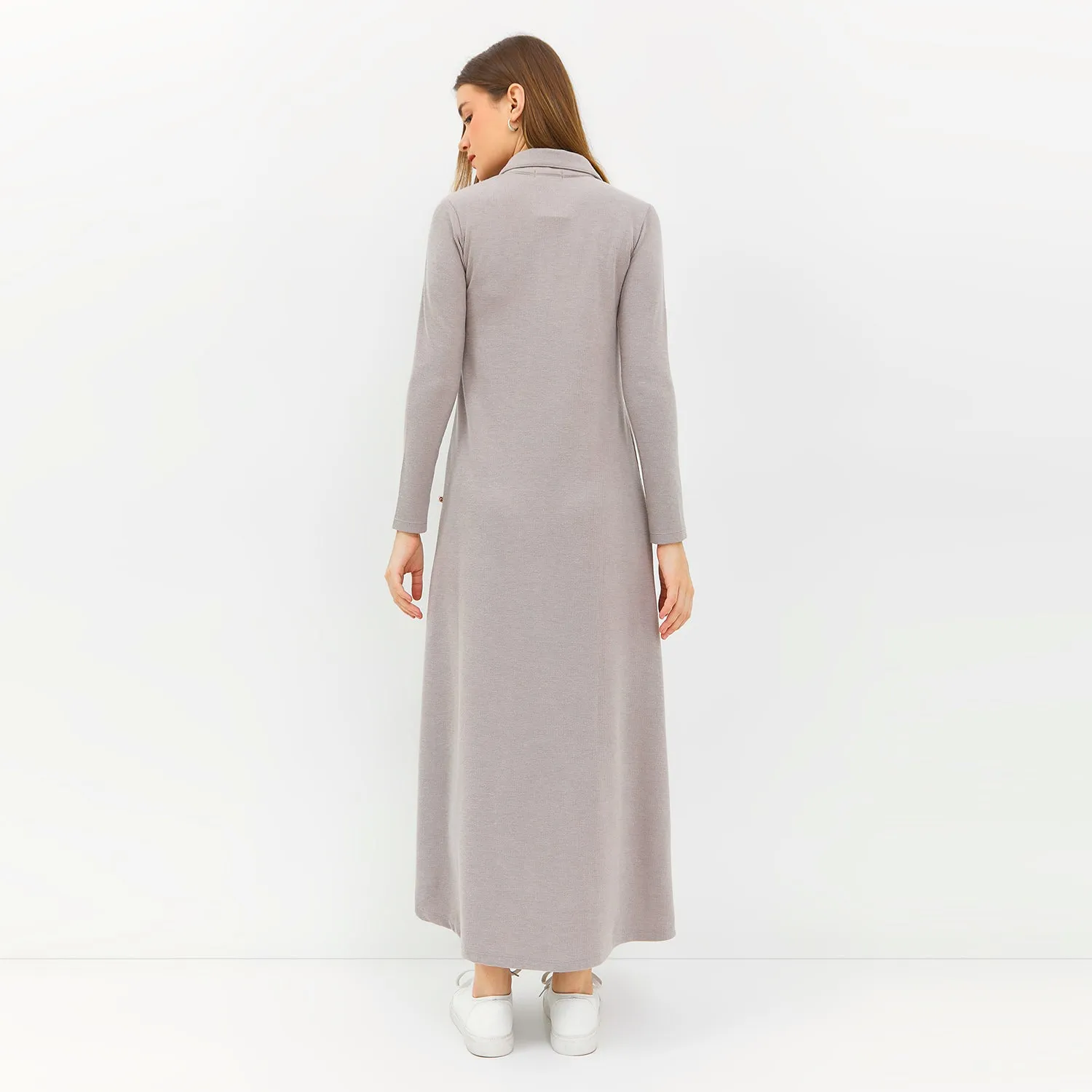 GRAPHIS Collared Long Sleeves Maxi Knit Dress