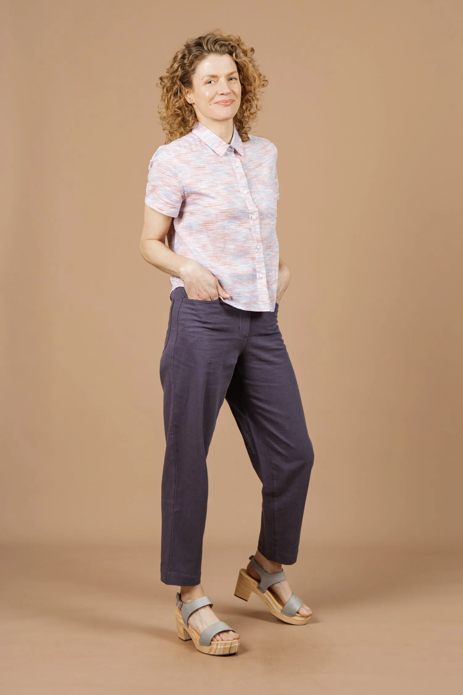 Greer Cropped Shirt / Candy Space Dye