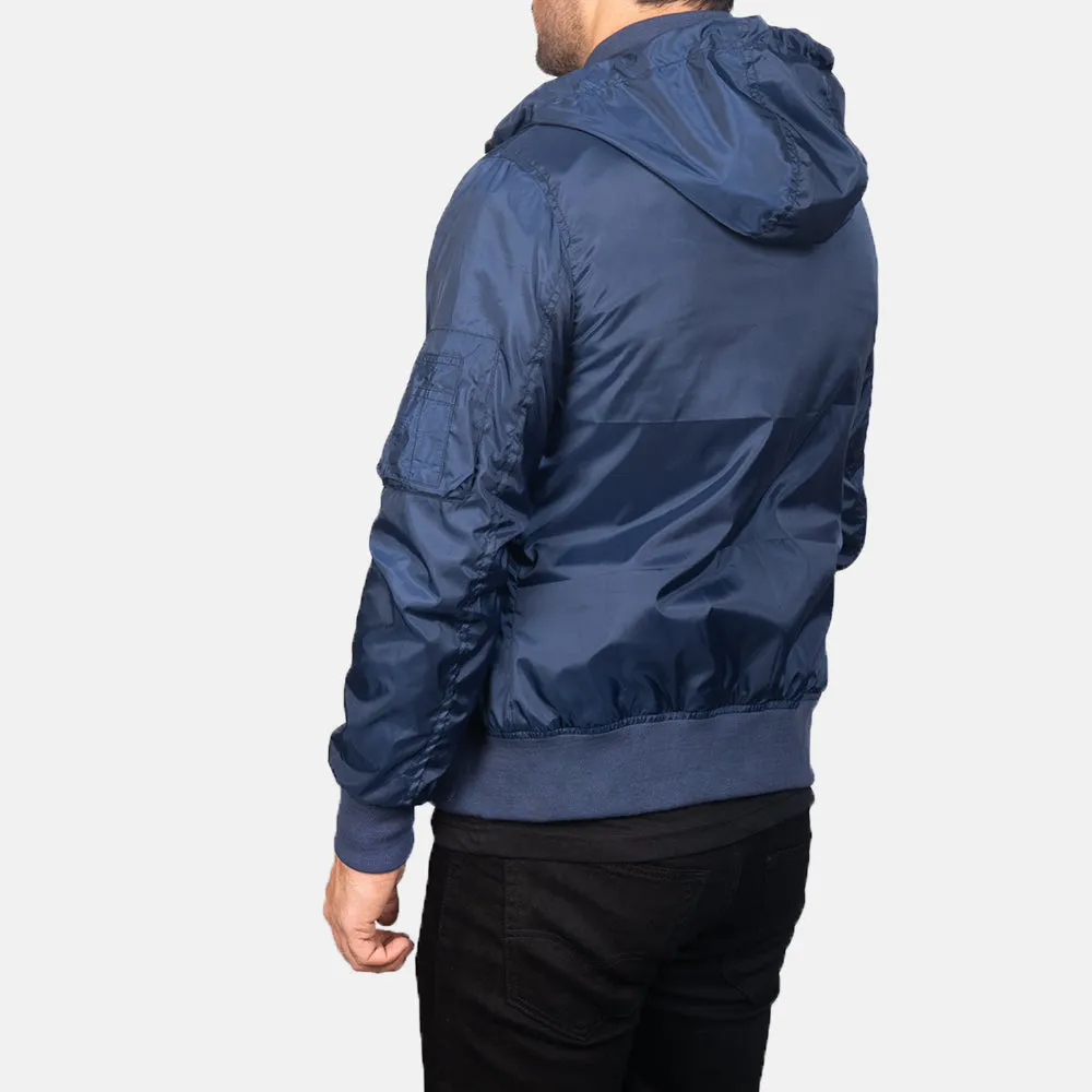 Hanklin Ma-1 Blue Hooded Bomber Jacket