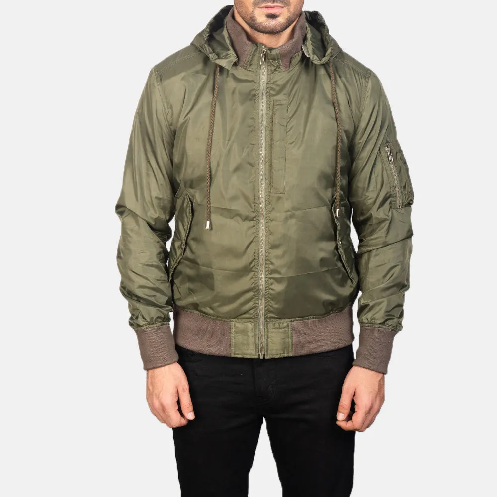 Hanklin Ma-1 Green Hooded Bomber Jacket